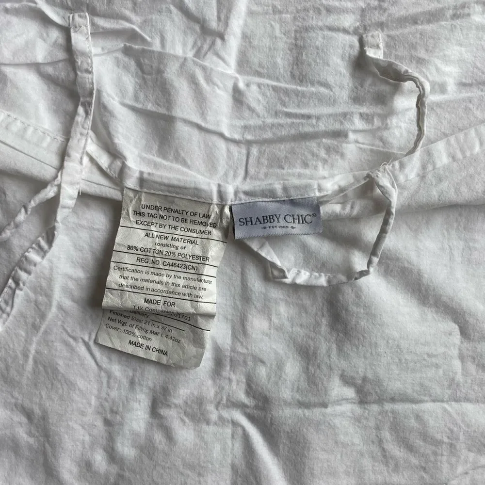 Shabby Chic White Quilted Tie Back Bed Pillow Sham